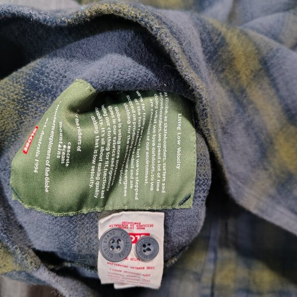 Globe Wanderer Shacket Flannel Shirts Green Blue Plaid Button Down - Picture 11 of 13
